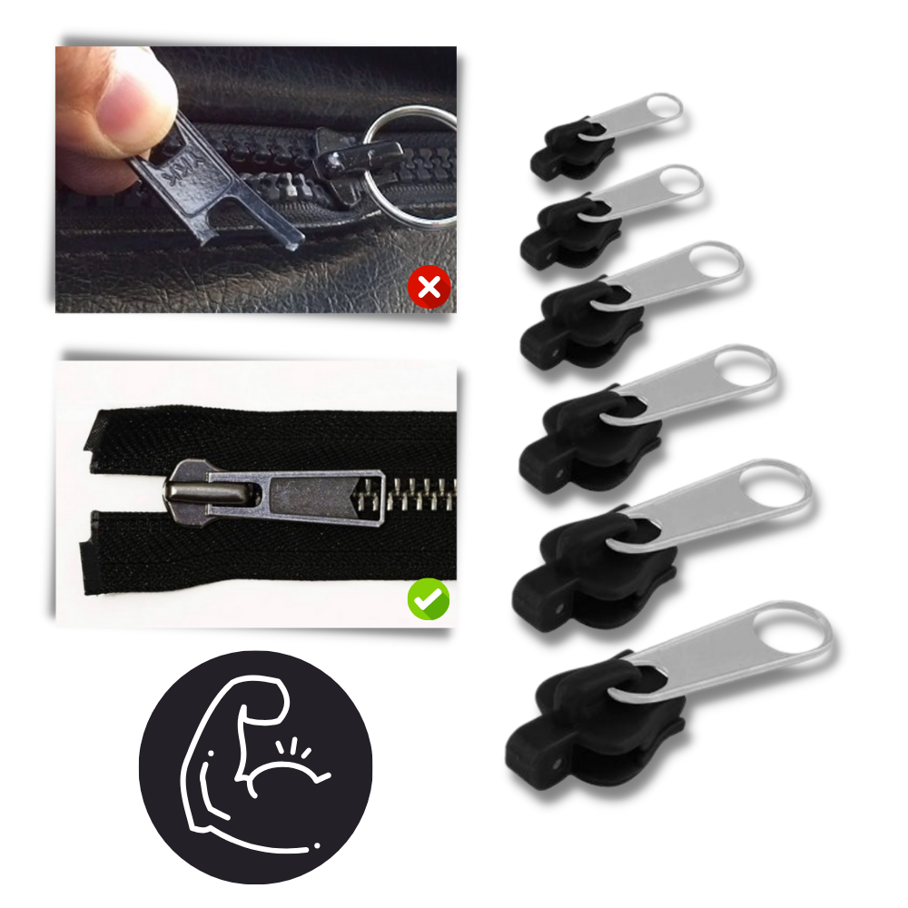 Zipper Slider Replacement Kit with Aluminum Construction and Tool-Free Installation, 6 Sizes