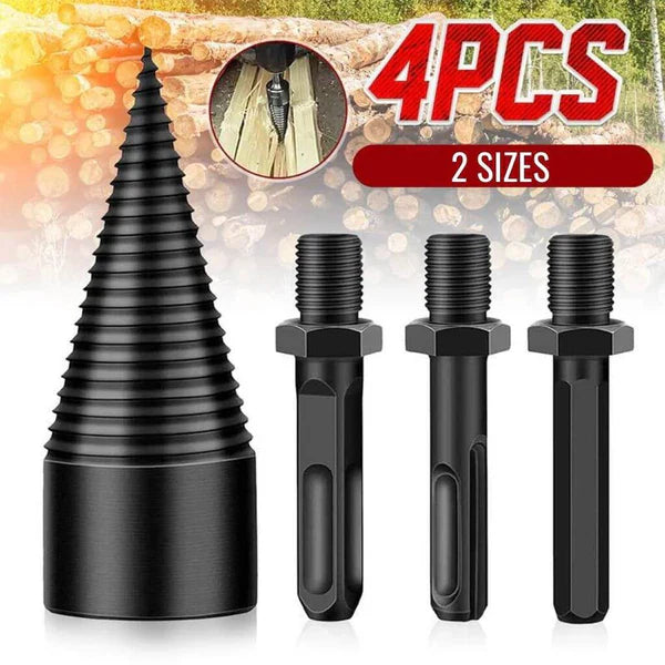 Wood Splitting Drill Bit with Threaded Design and Multiple Handles for Power Drills