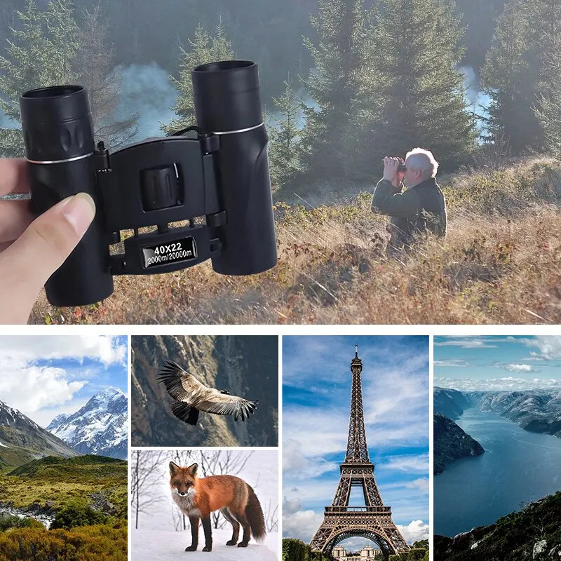 Compact 8x22 Binoculars with Infrared Lens and Foldable Design for Hunting