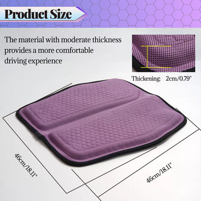 Gel Memory Foam Seat Cushion with Honeycomb Airflow and Ergonomic Contour for Cars and Office Chairs