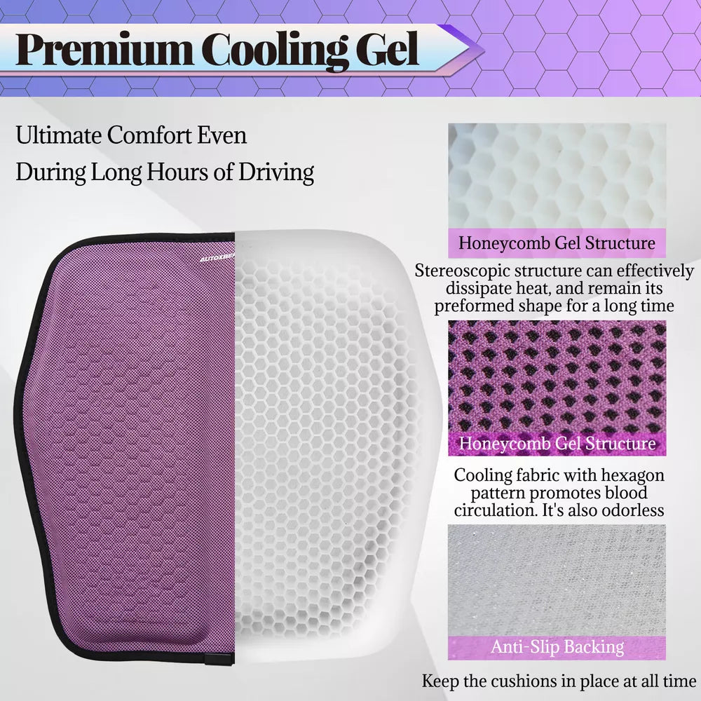 Gel Memory Foam Seat Cushion with Honeycomb Airflow and Ergonomic Contour for Cars and Office Chairs