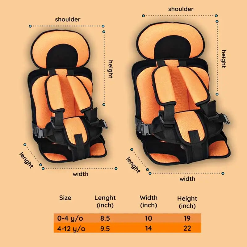 Child Car Seat Cushion with Five Point Safety Strap and Breathable Mesh Lining