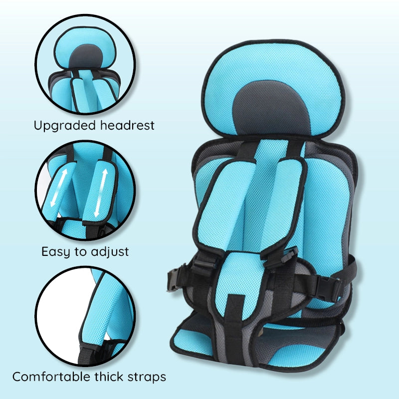 Child Car Seat Cushion with Five Point Safety Strap and Breathable Mesh Lining