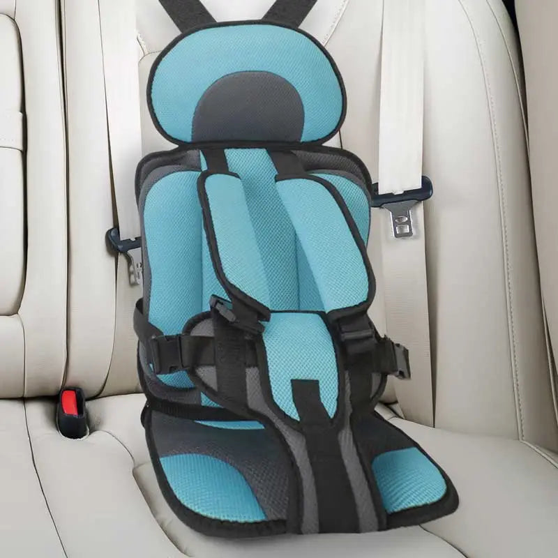 Child Car Seat Cushion with Five Point Safety Strap and Breathable Mesh Lining