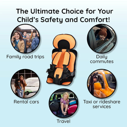 Child Car Seat Cushion with Five Point Safety Strap and Breathable Mesh Lining