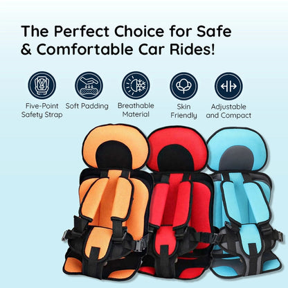Child Car Seat Cushion with Five Point Safety Strap and Breathable Mesh Lining