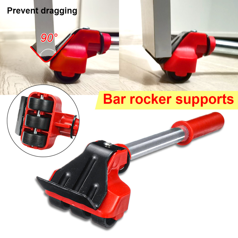 Heavy Duty Furniture Rollers with 360 Degree Wheels and Manual Lifting Bar