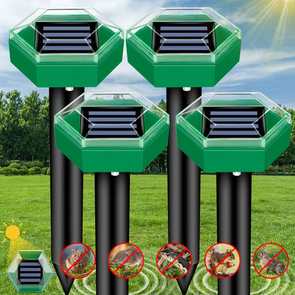 Solar Mole Repeller with Ultrasonic Vibration and Rechargeable Battery, 4-Pack