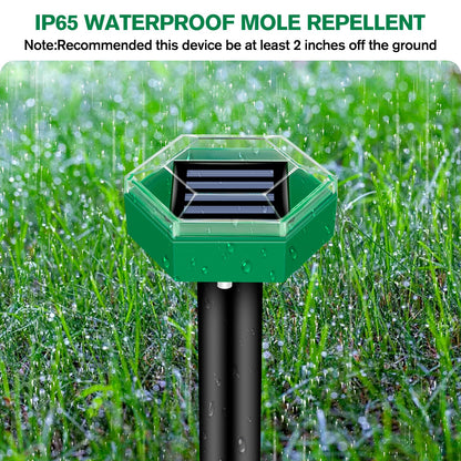 Solar Mole Repeller with Ultrasonic Vibration and Rechargeable Battery, 4-Pack
