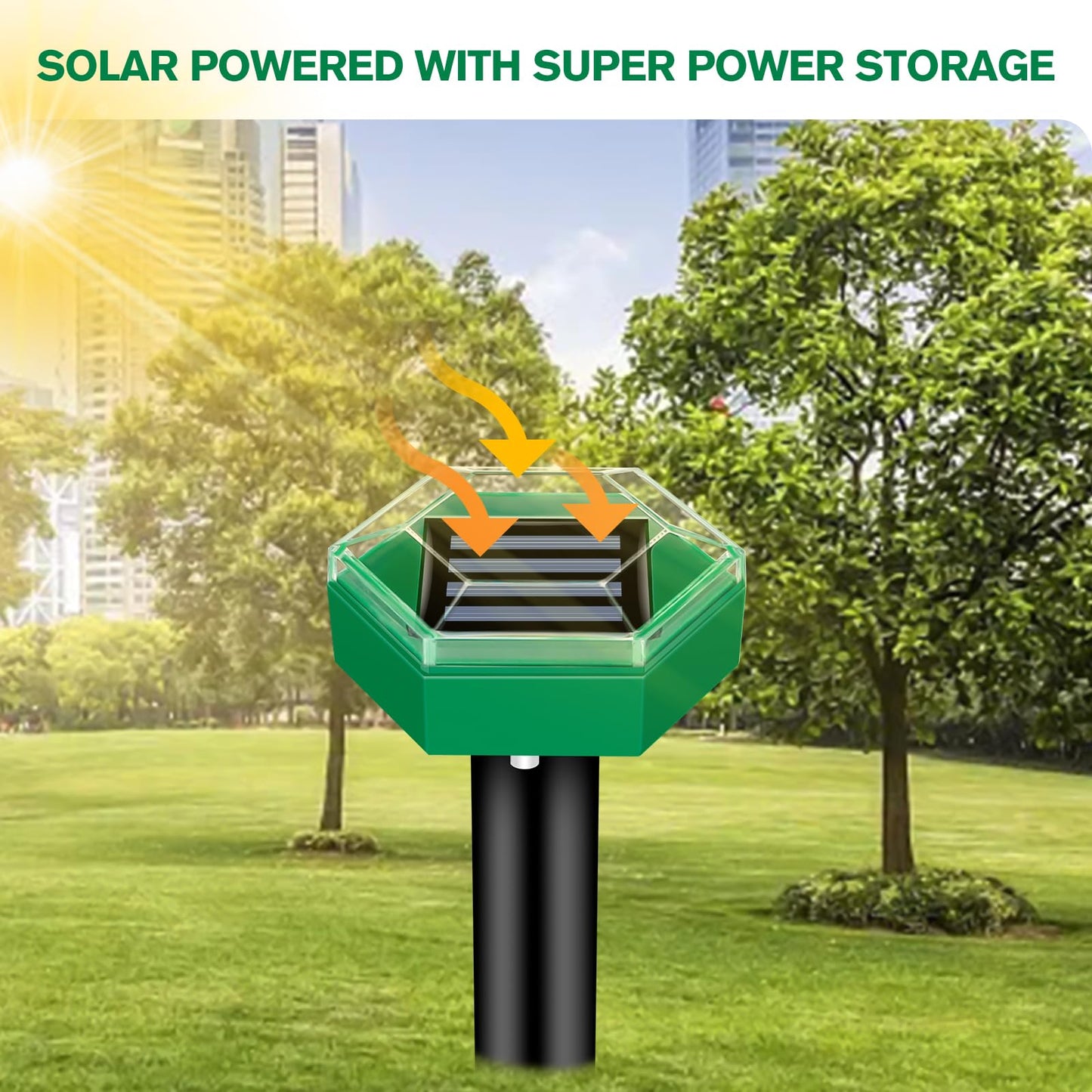 Solar Mole Repeller with Ultrasonic Vibration and Rechargeable Battery, 4-Pack