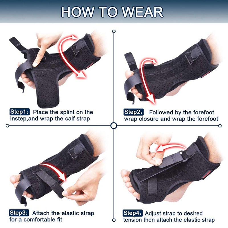 Adjustable Night Splint for Plantar Fasciitis with Breathable Fabric and Arch Support
