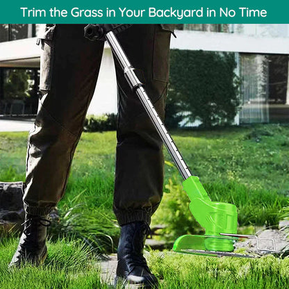 Cordless Grass Trimmer with 24V Motor and Adjustable Telescopic Handle, Multi-Angle Head