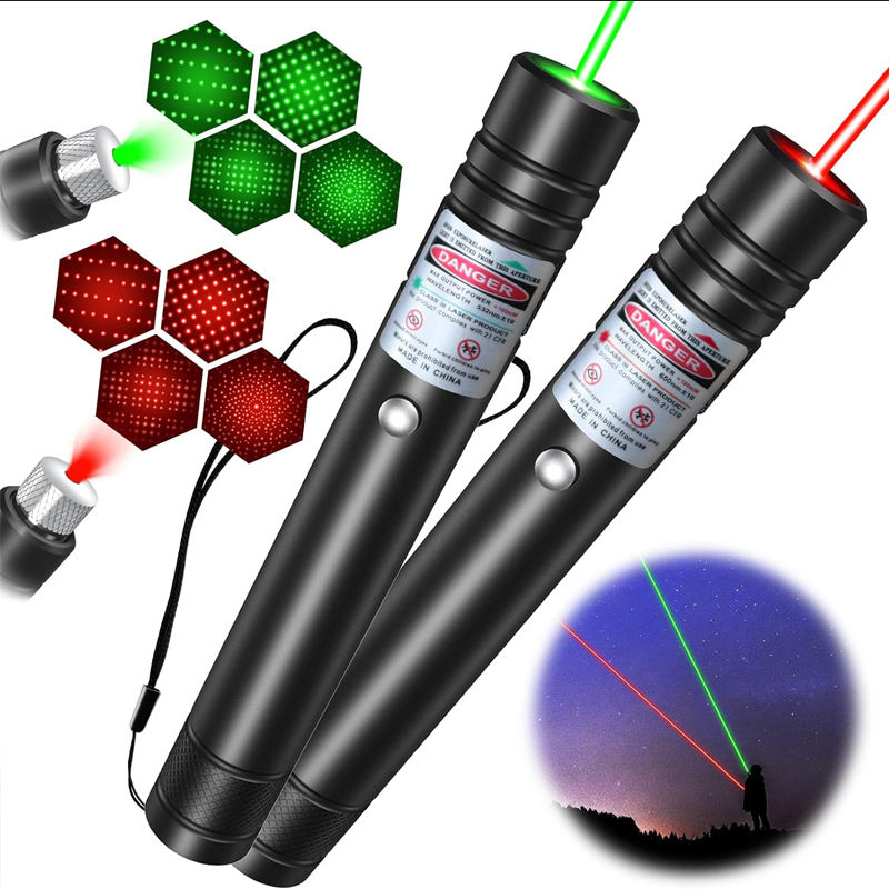Rechargeable Green Laser Pointer with Rotating Star Cap and 2000 Foot Range