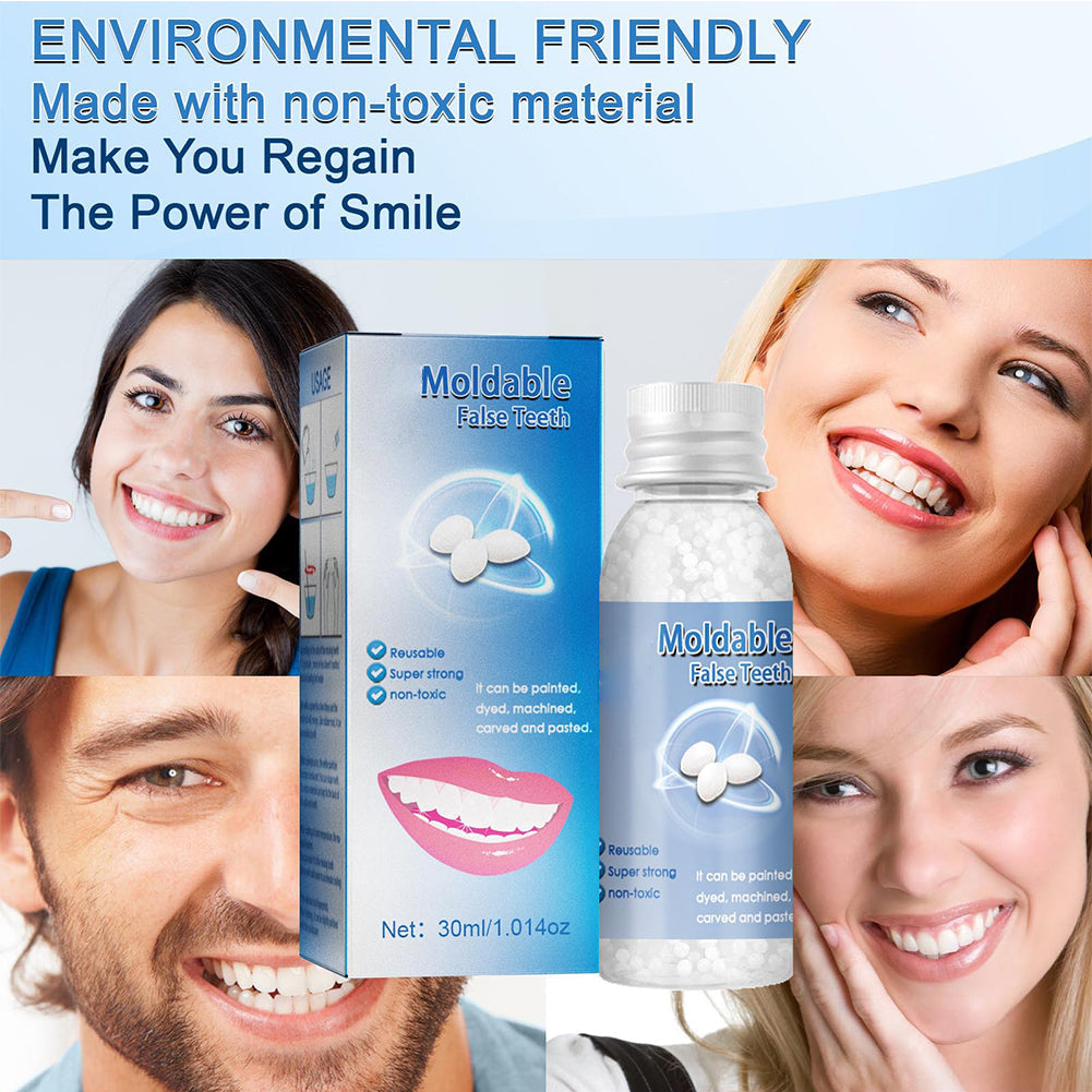 Moldable Polymer Tooth Replacement Kit with Boiling Water Activation and Sandpaper Finishing