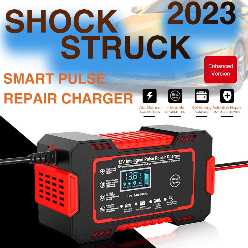 Intelligent Pulse Repair Charger with LCD Display and Multi-Battery Support for 12V Vehicles
