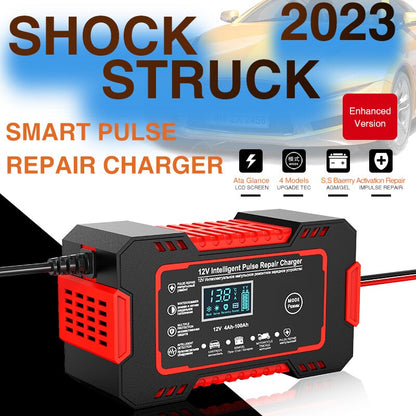 Intelligent Pulse Repair Charger with LCD Display and Multi-Battery Support for 12V Vehicles