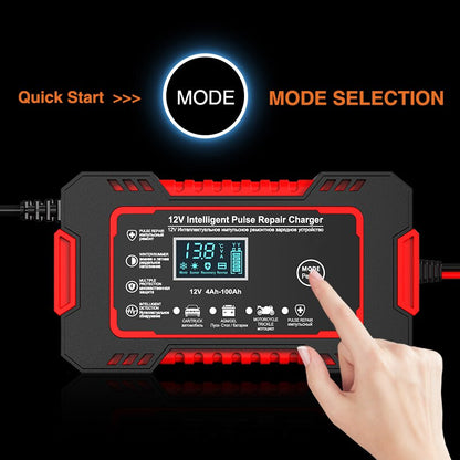 Intelligent Pulse Repair Charger with LCD Display and Multi-Battery Support for 12V Vehicles