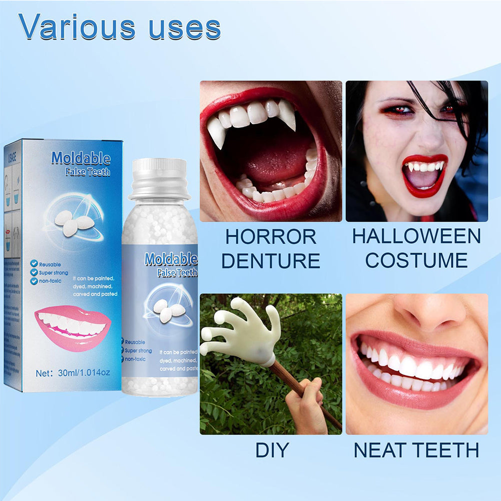 Moldable Polymer Tooth Replacement Kit with Boiling Water Activation and Sandpaper Finishing