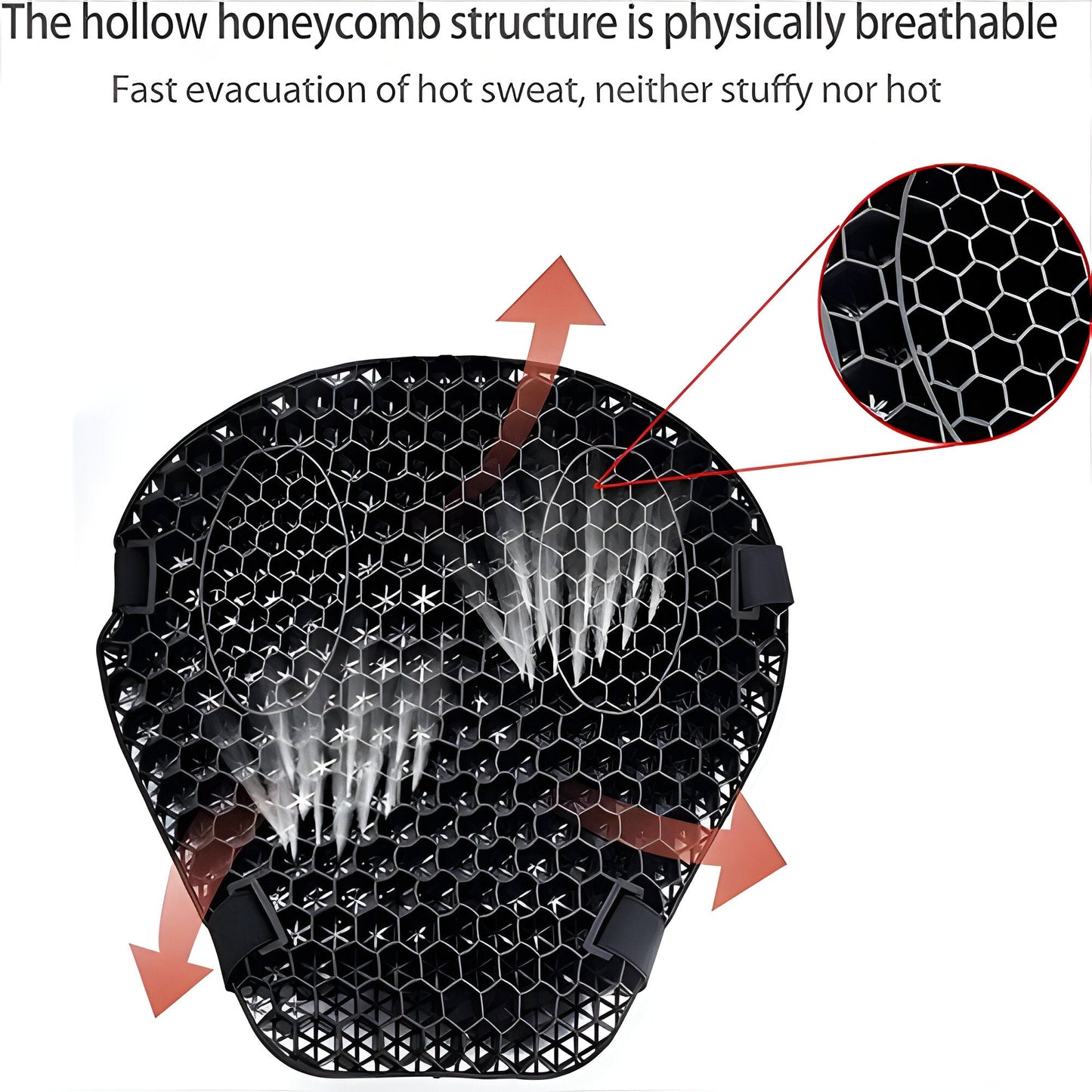 Gel Motorcycle Seat Cushion with Honeycomb Ventilation and Dual Strap Attachment