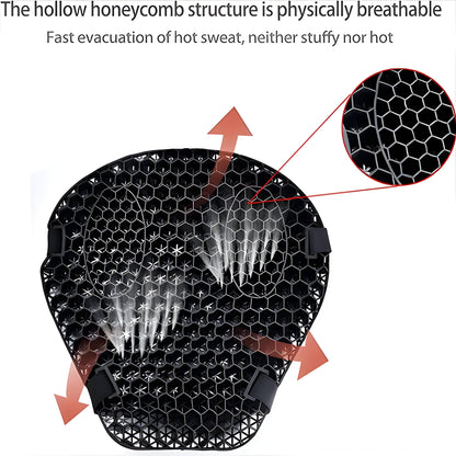 Gel Motorcycle Seat Cushion with Honeycomb Ventilation and Dual Strap Attachment