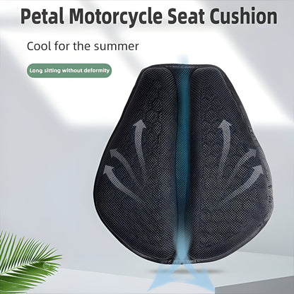 Gel Motorcycle Seat Cushion with Honeycomb Ventilation and Dual Strap Attachment