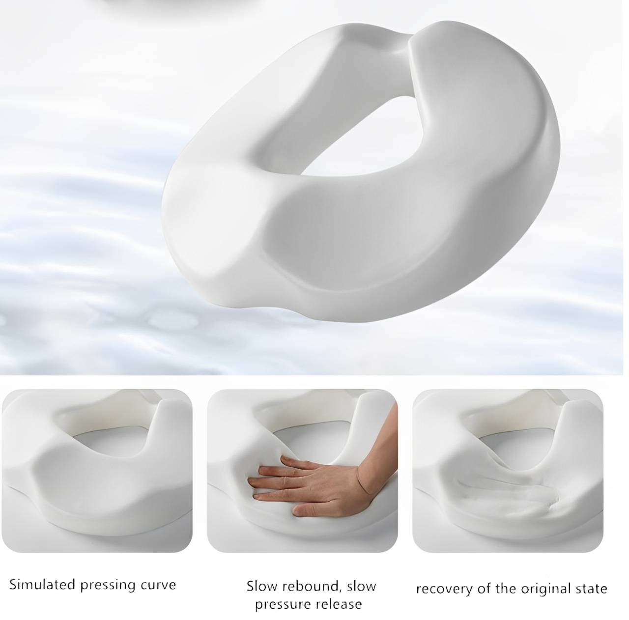 Memory Foam Seat Cushion with Coccyx Cutout and Non-Slip Base, Washable Cover