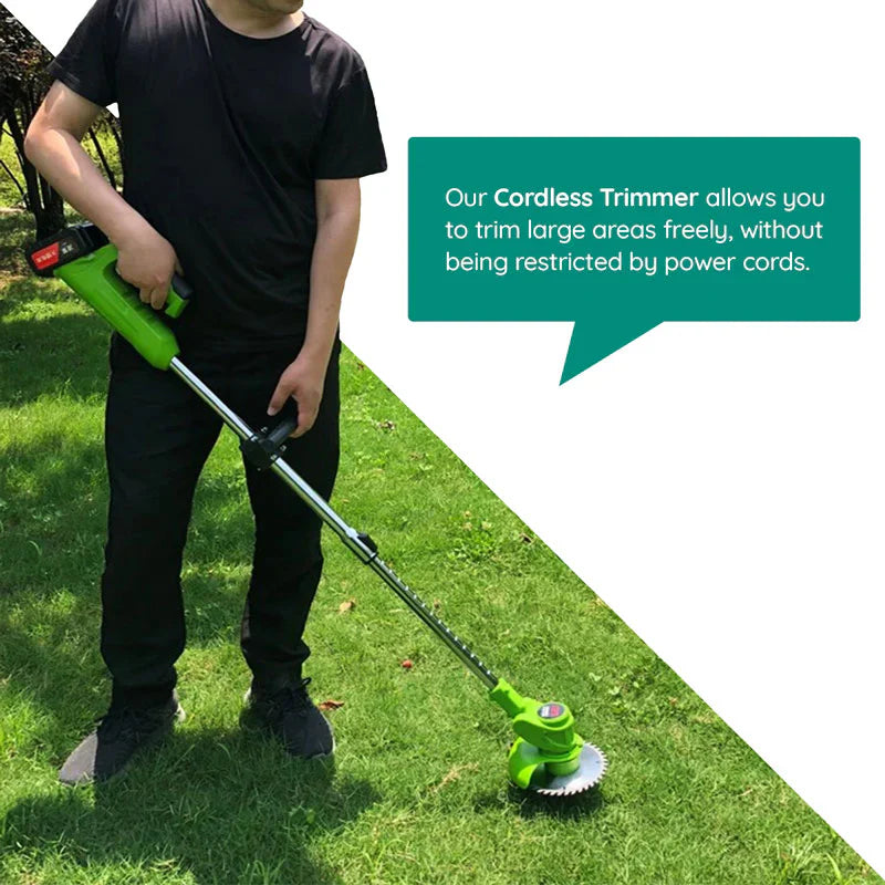 Cordless Grass Trimmer with 24V Motor and Adjustable Telescopic Handle, Multi-Angle Head