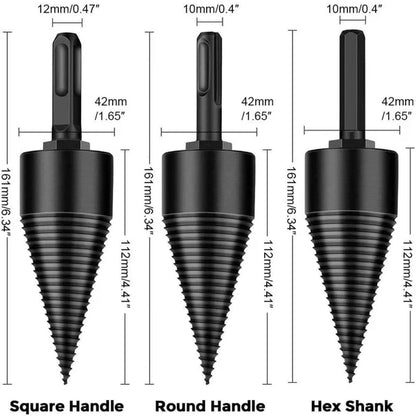 Wood Splitting Drill Bit with Threaded Design and Multiple Handles for Power Drills