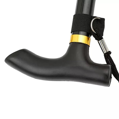 Telescopic Walking Stick with Rubber Grip and Wrist Strap, Four Section Foldable Design