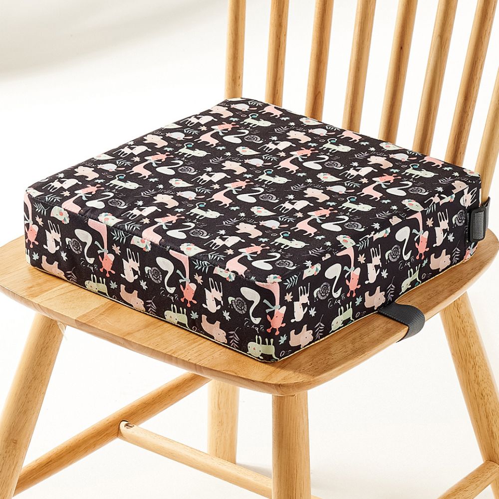 Cushioned Booster Seat with Adjustable Height Layers and Removable Cover for Toddlers