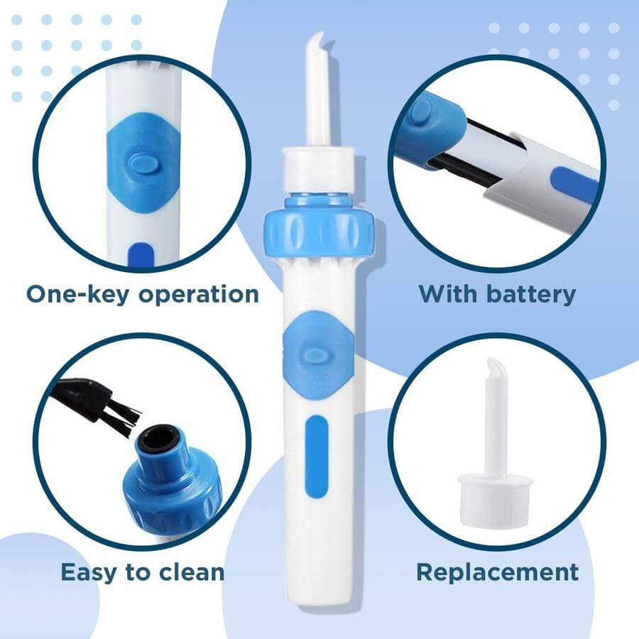 Ear Wax Removal Device with Vibration Suction and Soft Silicone Head, 2 Replacement Tips