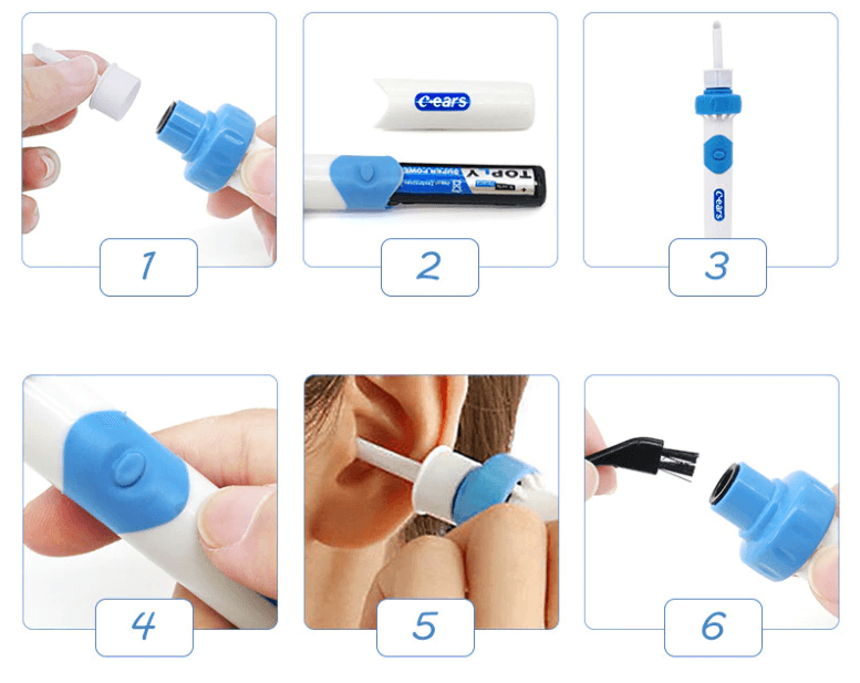 Ear Wax Removal Device with Vibration Suction and Soft Silicone Head, 2 Replacement Tips