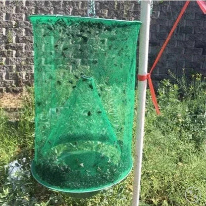 Reusable Fly Trap for Barns and Livestock with Wire Funnel Entry and Natural Bait System