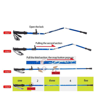 Telescoping Trekking Poles with Twist Lock Adjustment and Lightweight Aluminium Shaft