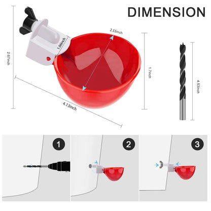 Automatic Gravity Chicken Waterer with Spring Valve and Dual Seals, 10-Pack