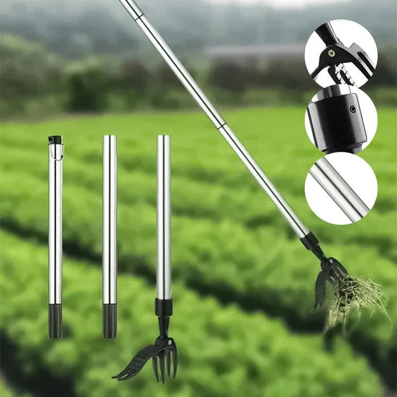 Standing Weed Puller with Pedal Mechanism and Detachable Design, Stainless Steel