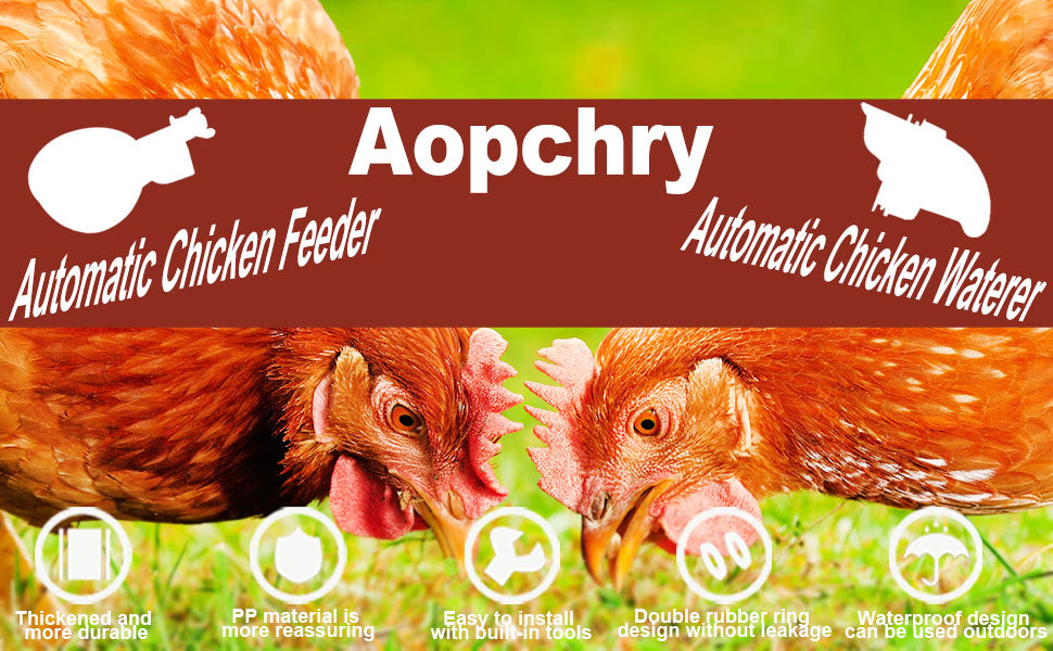 Automatic Gravity Chicken Waterer with Spring Valve and Dual Seals, 10-Pack