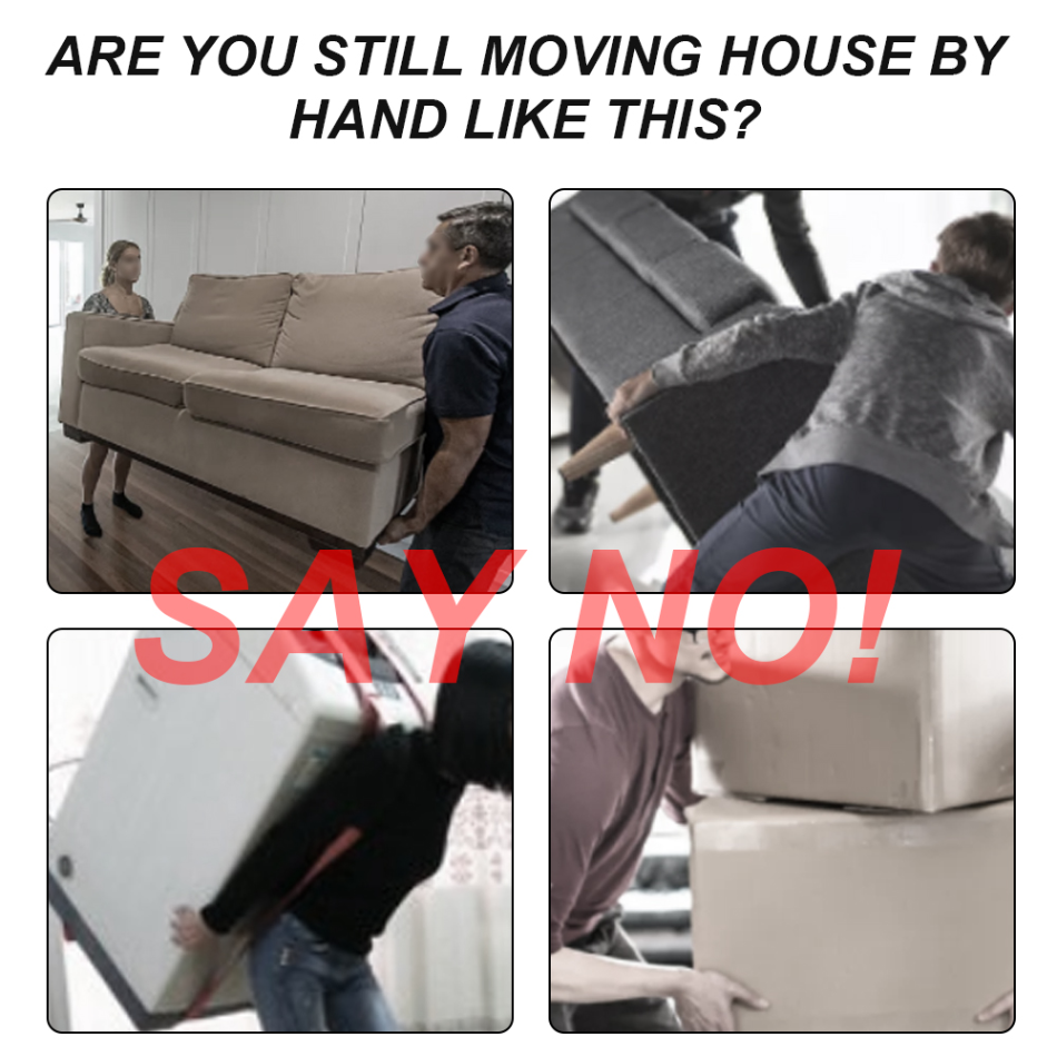 Heavy Duty Furniture Rollers with 360 Degree Wheels and Manual Lifting Bar