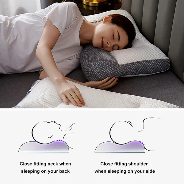 Contoured Neck Pillow with Dual Height Zones and Ear Cutout, Machine Washable