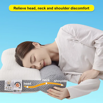 Contoured Neck Pillow with Dual Height Zones and Ear Cutout, Machine Washable