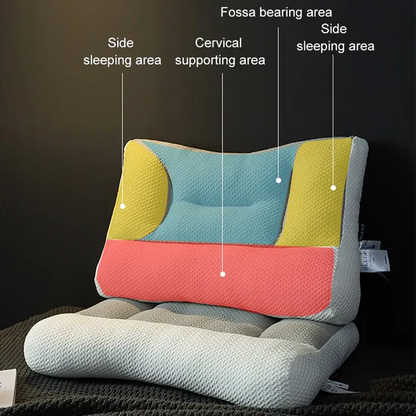Contoured Neck Pillow with Dual Height Zones and Ear Cutout, Machine Washable
