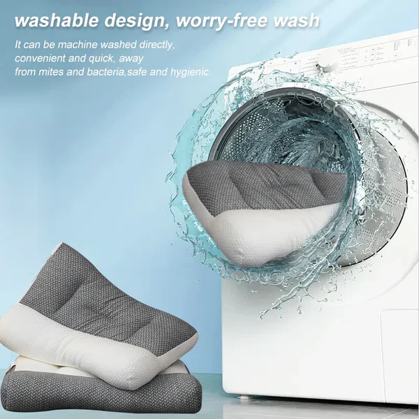 Contoured Neck Pillow with Dual Height Zones and Ear Cutout, Machine Washable