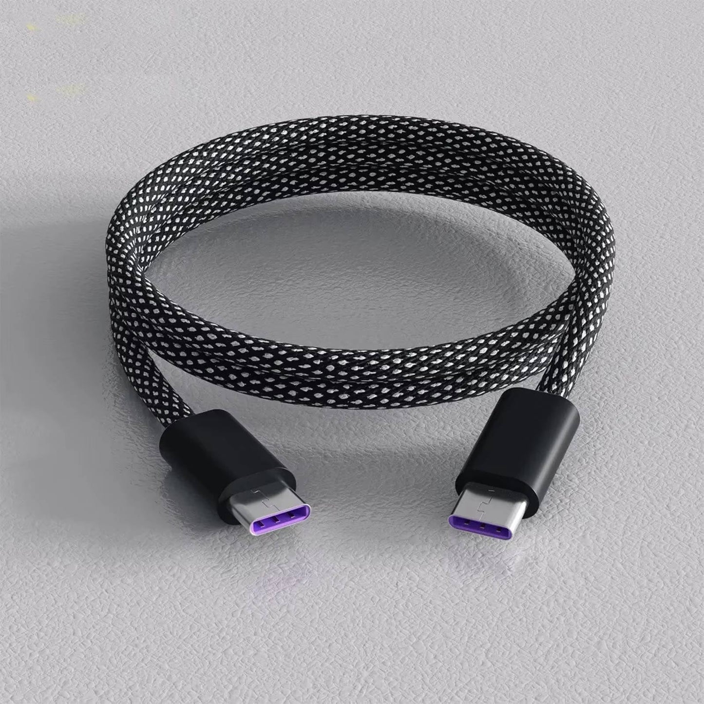 Self Coiling Magnetic Charging Cable with Braided Fabric and Dual Port Tips