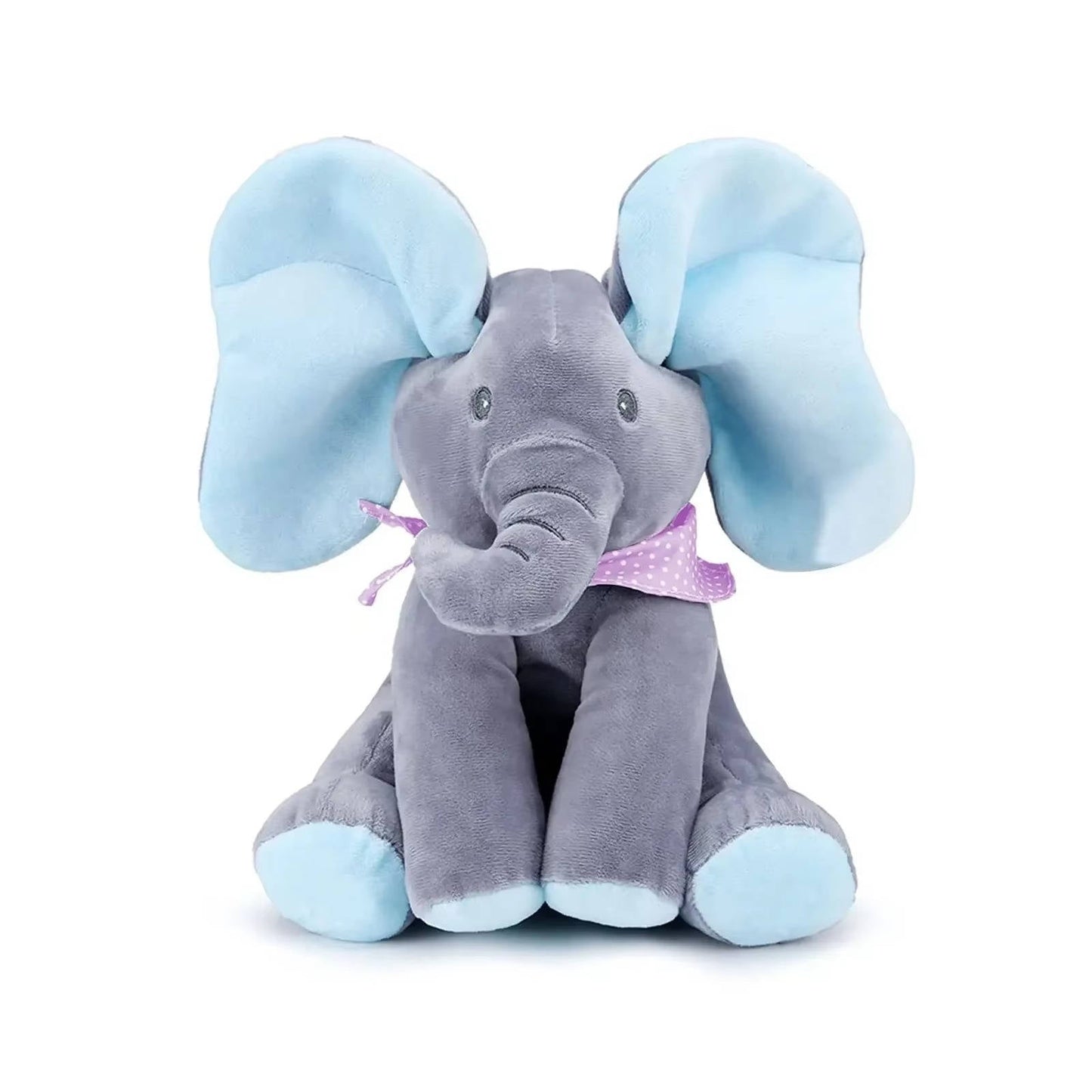 Interactive Plush Elephant with Peekaboo Ears and Two Songs for Toddlers