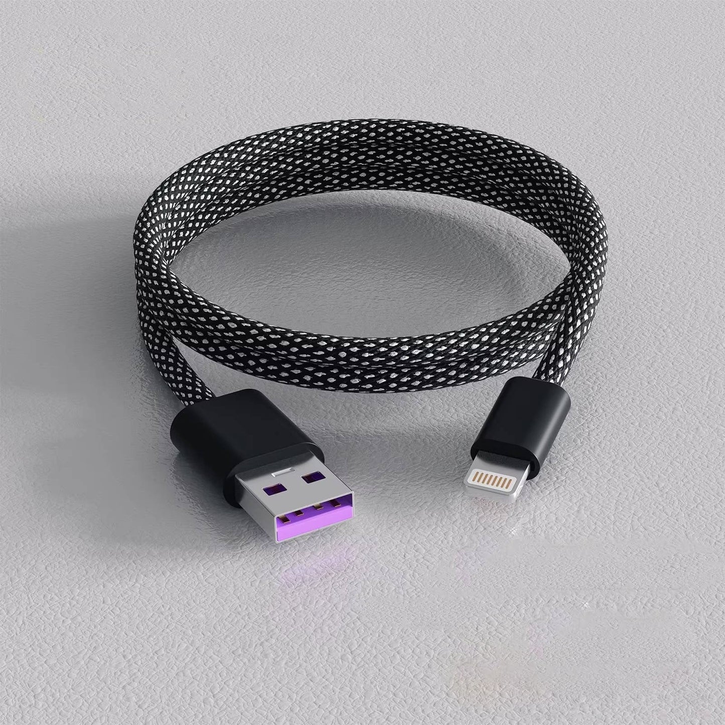 Self Coiling Magnetic Charging Cable with Braided Fabric and Dual Port Tips