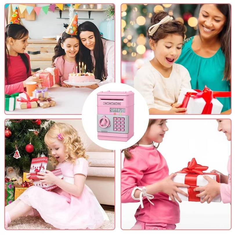 Electronic Piggy Bank with Automatic Bill Detection and Password Lock, Dual Language Audio