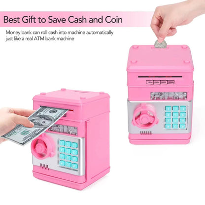 Electronic Piggy Bank with Automatic Bill Detection and Password Lock, Dual Language Audio