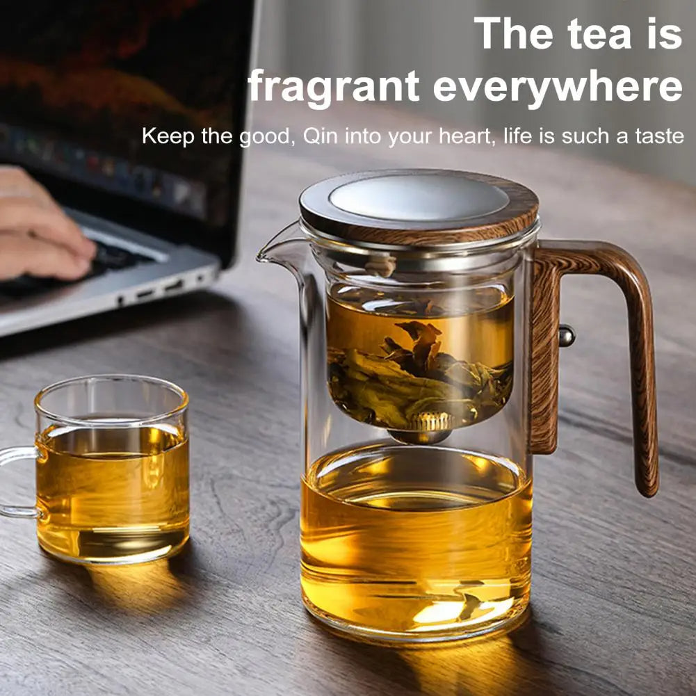 Glass Teapot with Removable Infuser Basket and Water Separation System