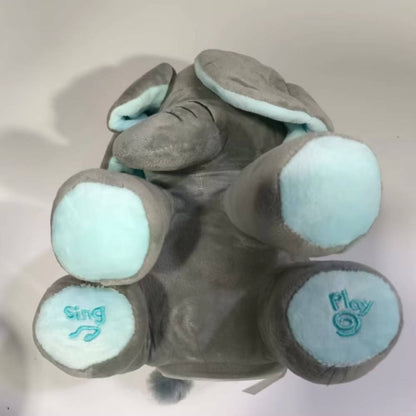 Interactive Plush Elephant with Peekaboo Ears and Two Songs for Toddlers