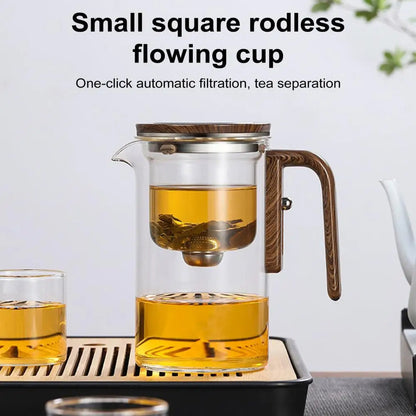 Glass Teapot with Removable Infuser Basket and Water Separation System